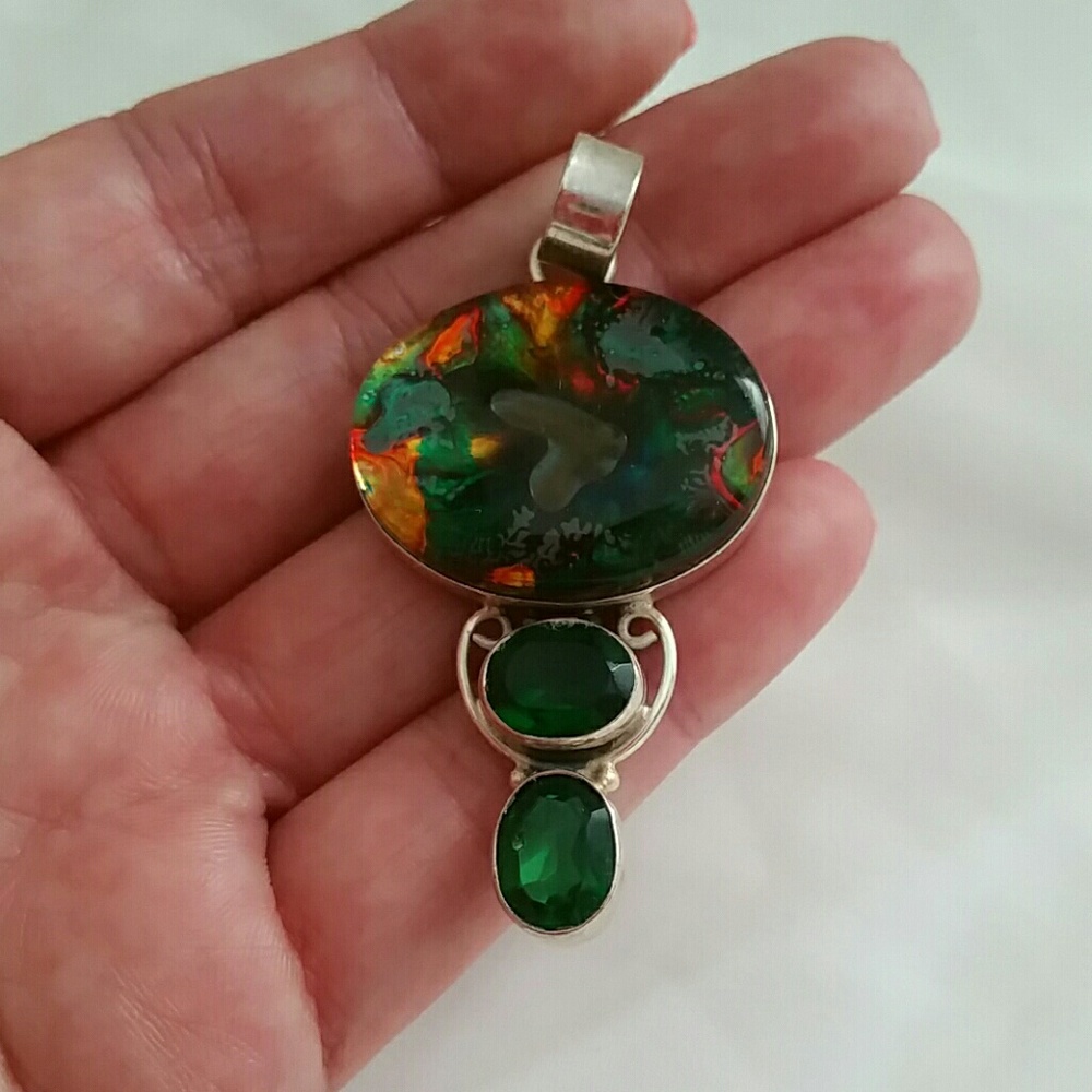 Bright Dark Green Unique Necklace Charm